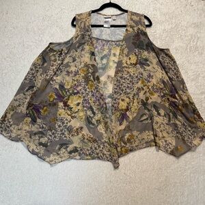 LOGO by Lori Goldstein Floral Vest Size 1X Multicolor